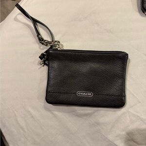 Coach Pebbled Leather Black Wristlet